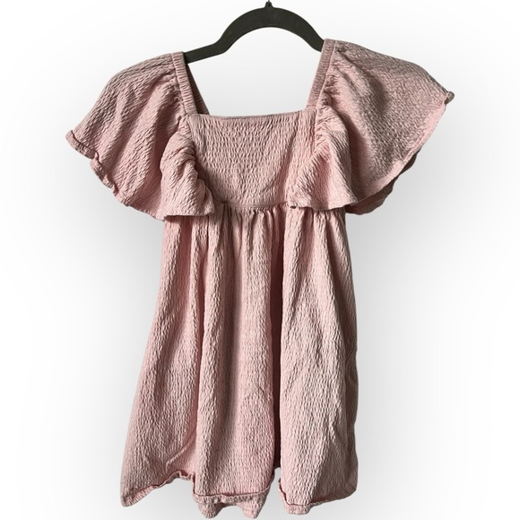 Girls Size 6 Pink Ruffled Square Neck Dress - Picture 1 of 3